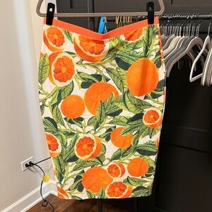 Rue 107 Orange and Green Floral Pencil Skirt